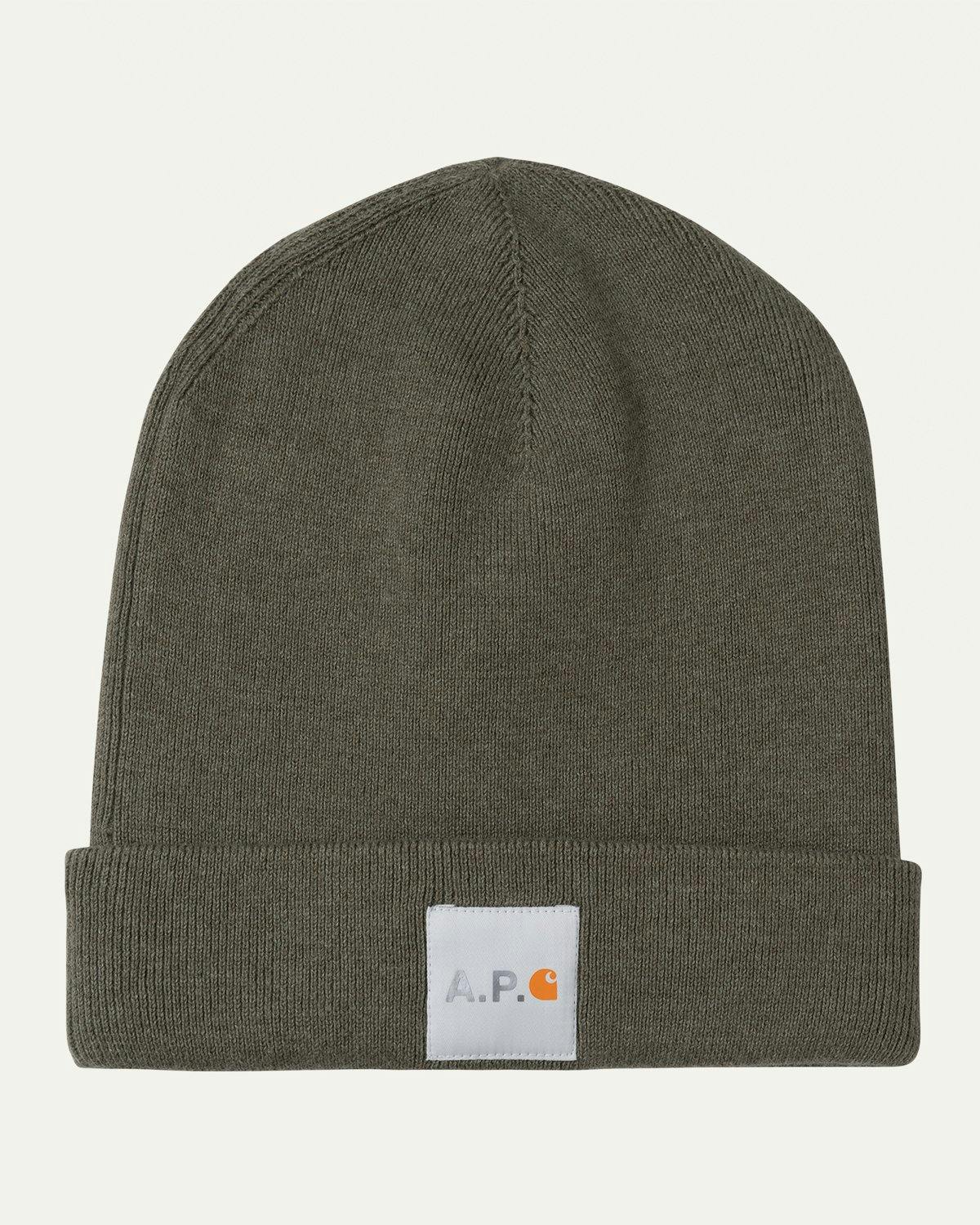 A.P.C. x Carhartt WIP - Watchtower Beanie Khaki - Hats - Green - Image 1