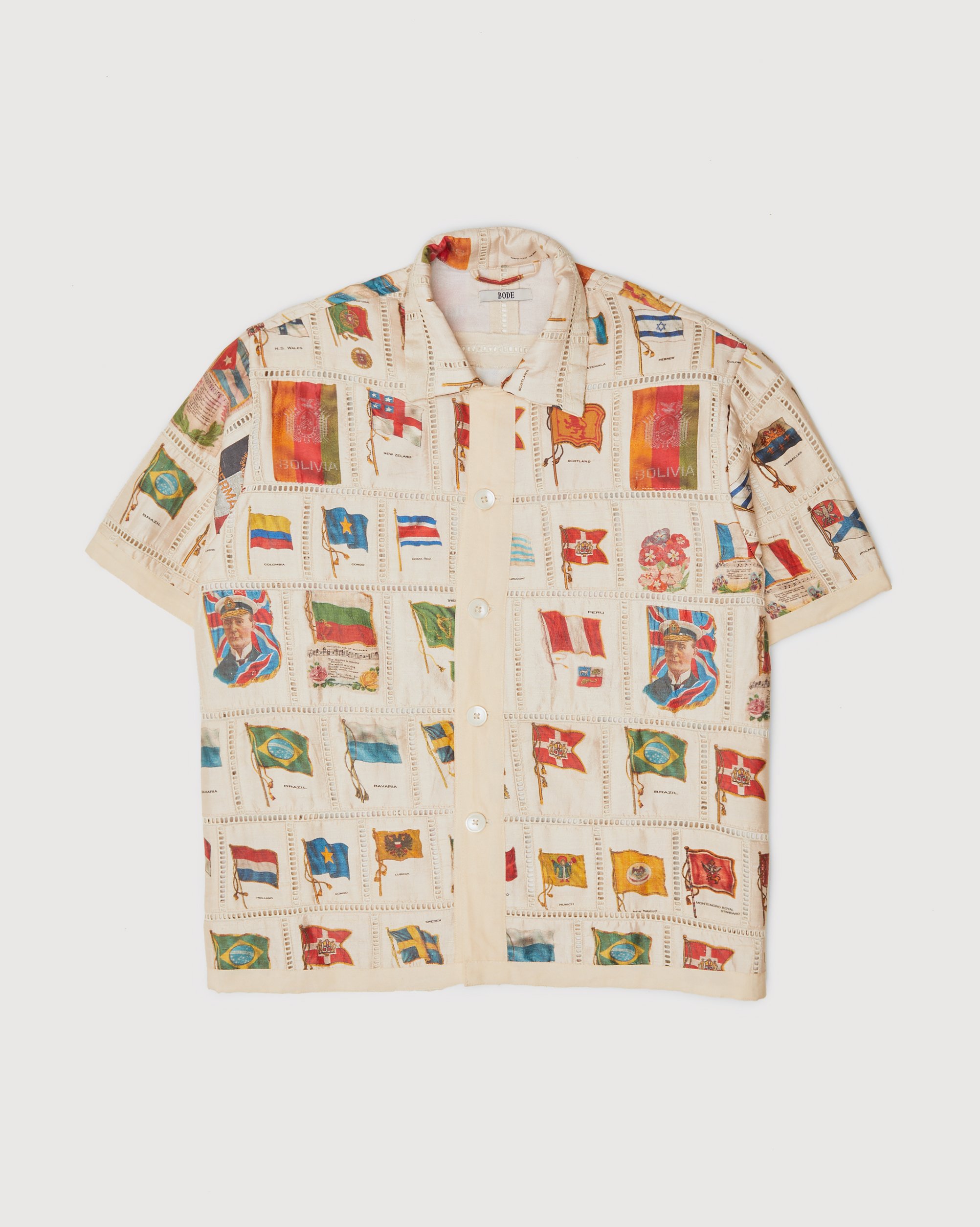 Bode - Tobacco Flag Patchwork Shirt Natural - Clothing - Beige - Image 1