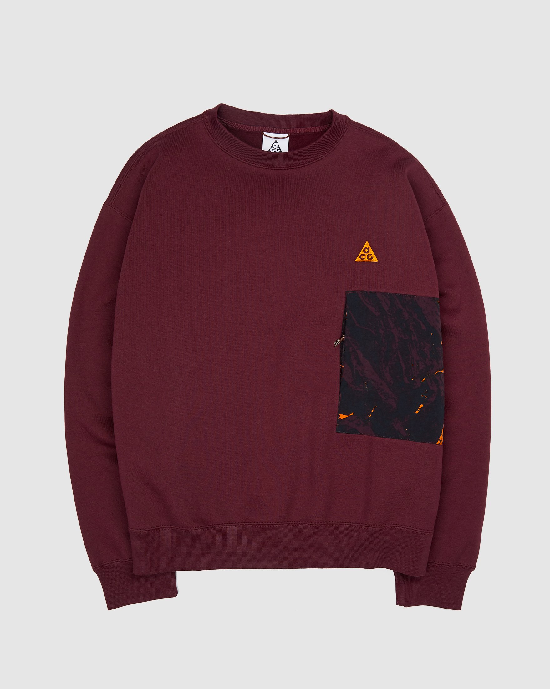 Nike ACG - Allover Print Crew Sweater Burgundy - Clothing - Red - Image 1
