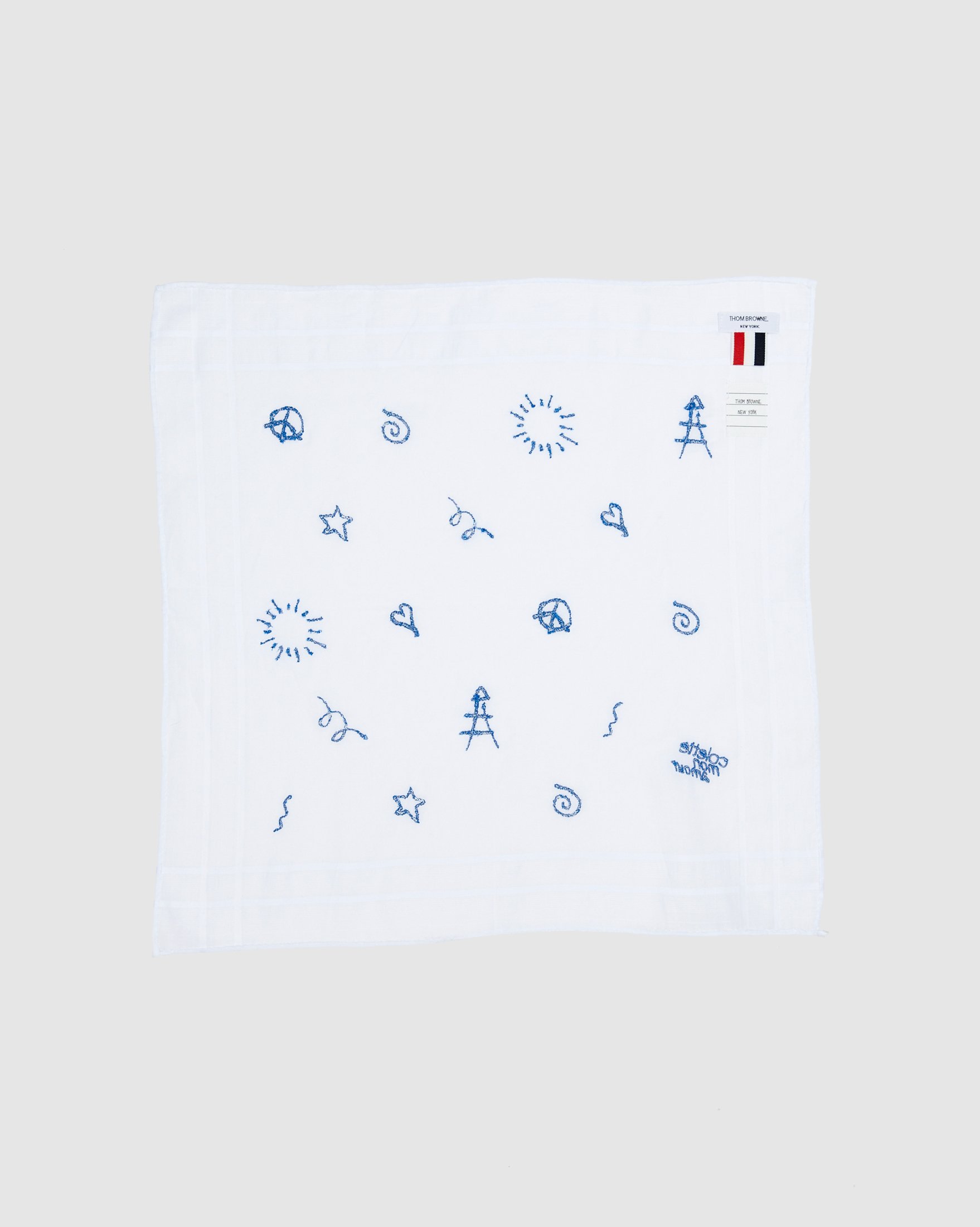 Colette Mon Amour x Thom Browne - White Embroidered Pocket Square - Bag Accessories - White - Image 1