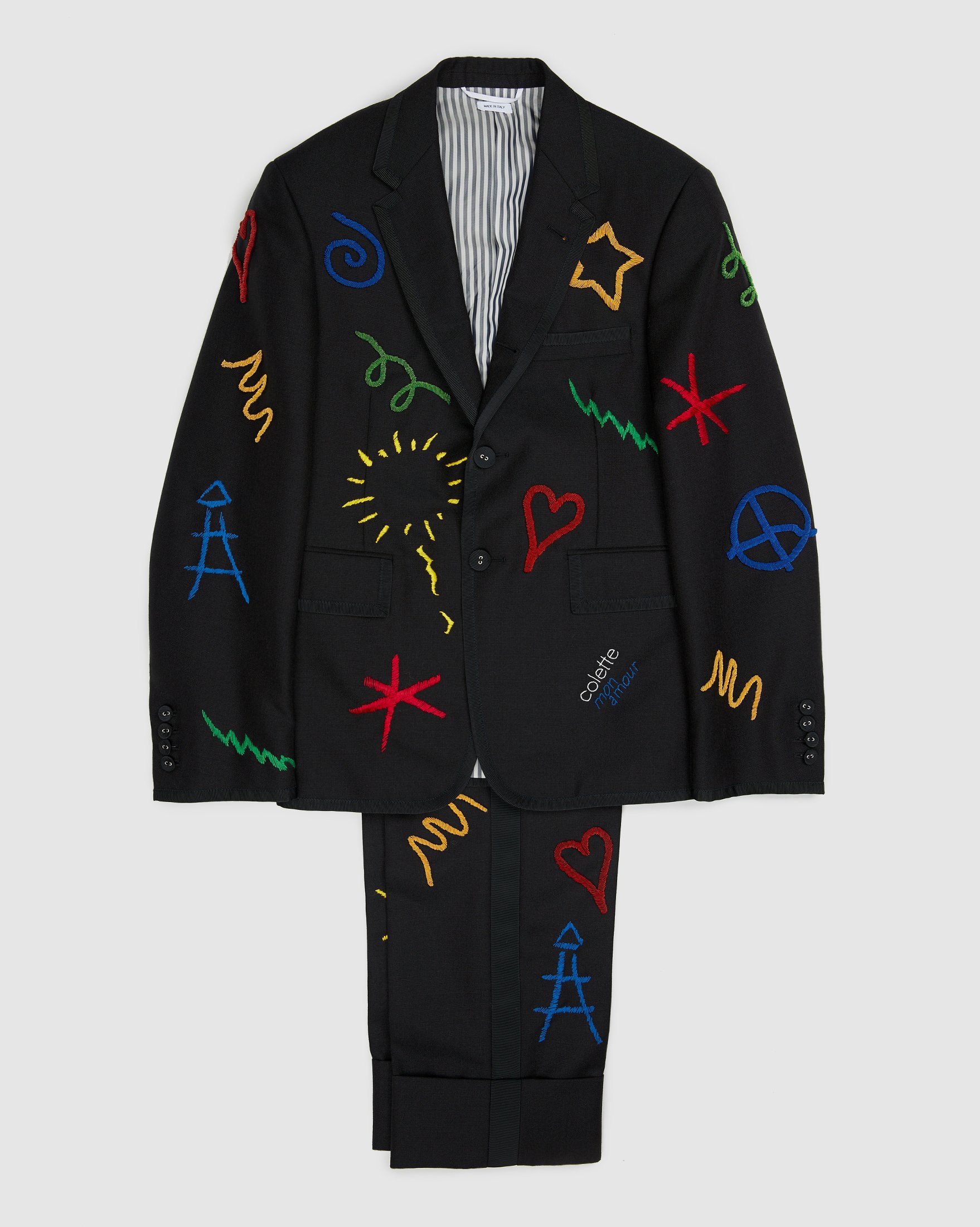 Colette Mon Amour x Thom Browne - Black Embroidered Tux Suit - Clothing - Grey - Image 1