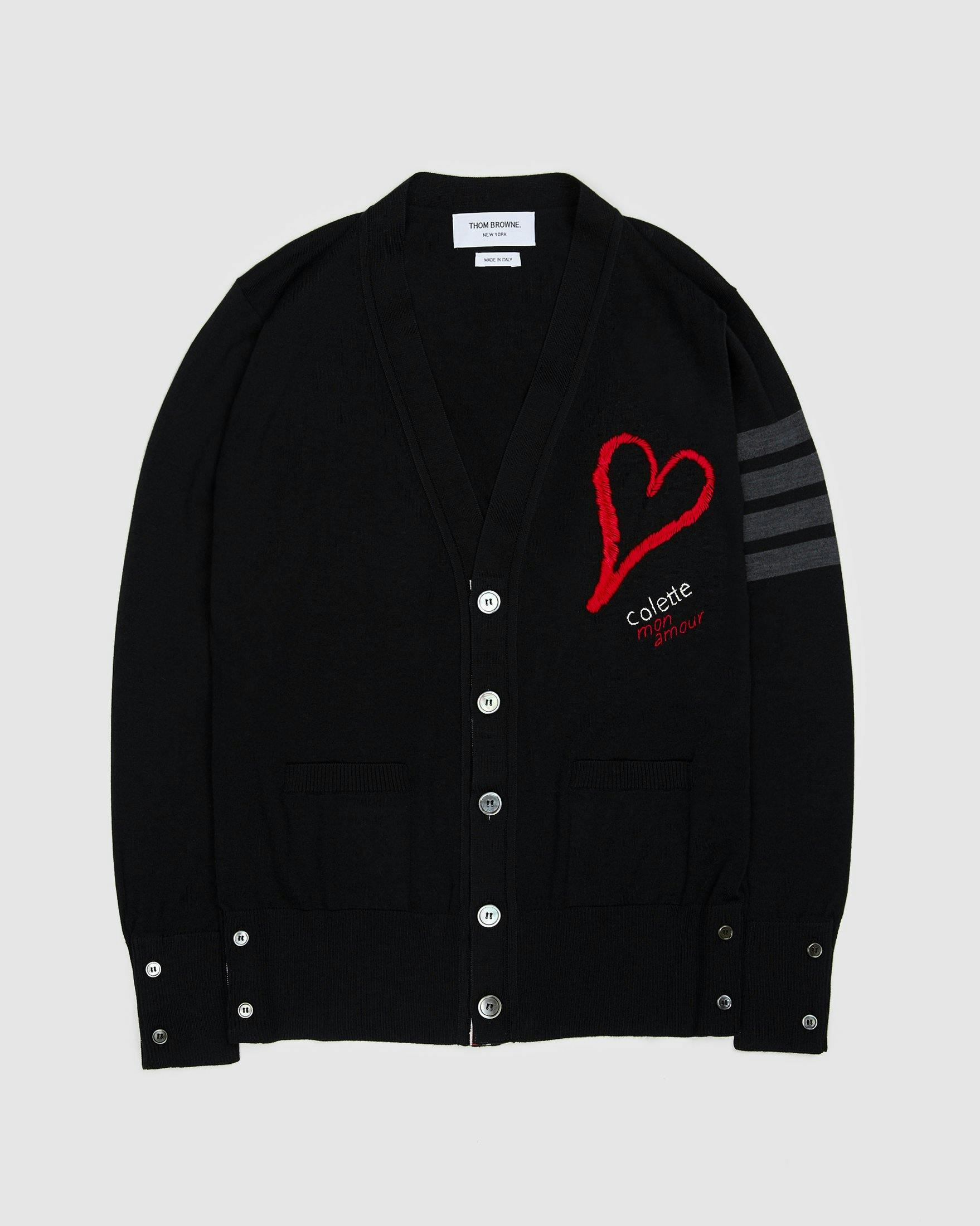 Colette Mon Amour x Thom Browne - Black Heart Cardigan - Clothing - Black - Image 1