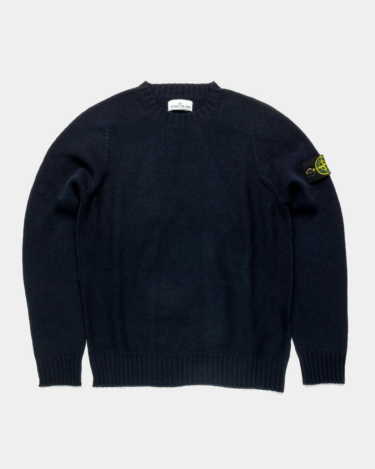 Stone Island - Geelong Wool Crewneck Navy Blue - Clothing - Blue - Image 1