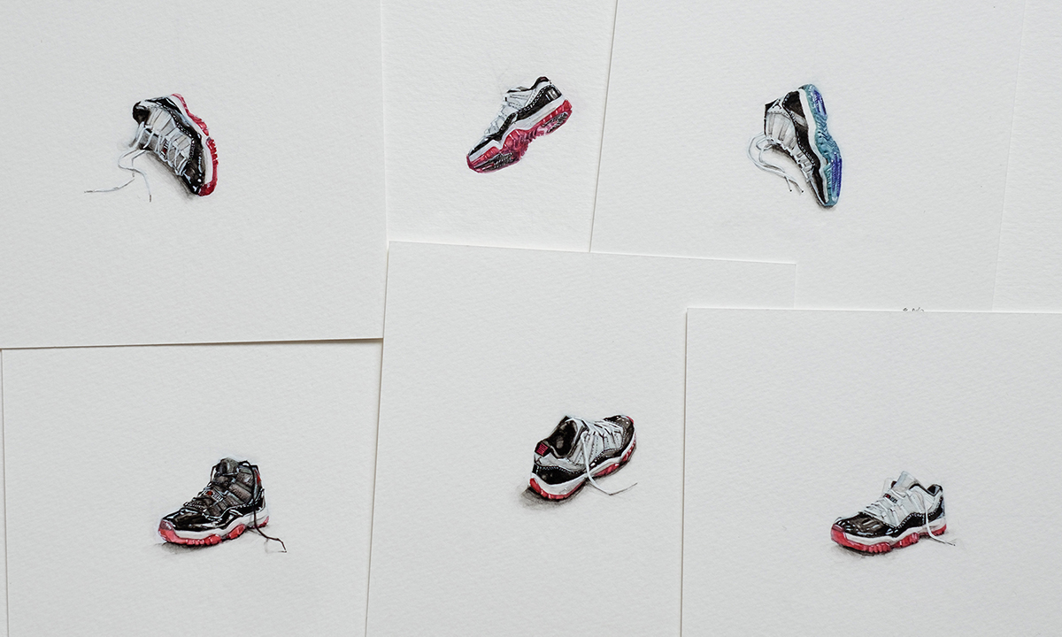 Eric Ng's tiny sneaker drawings