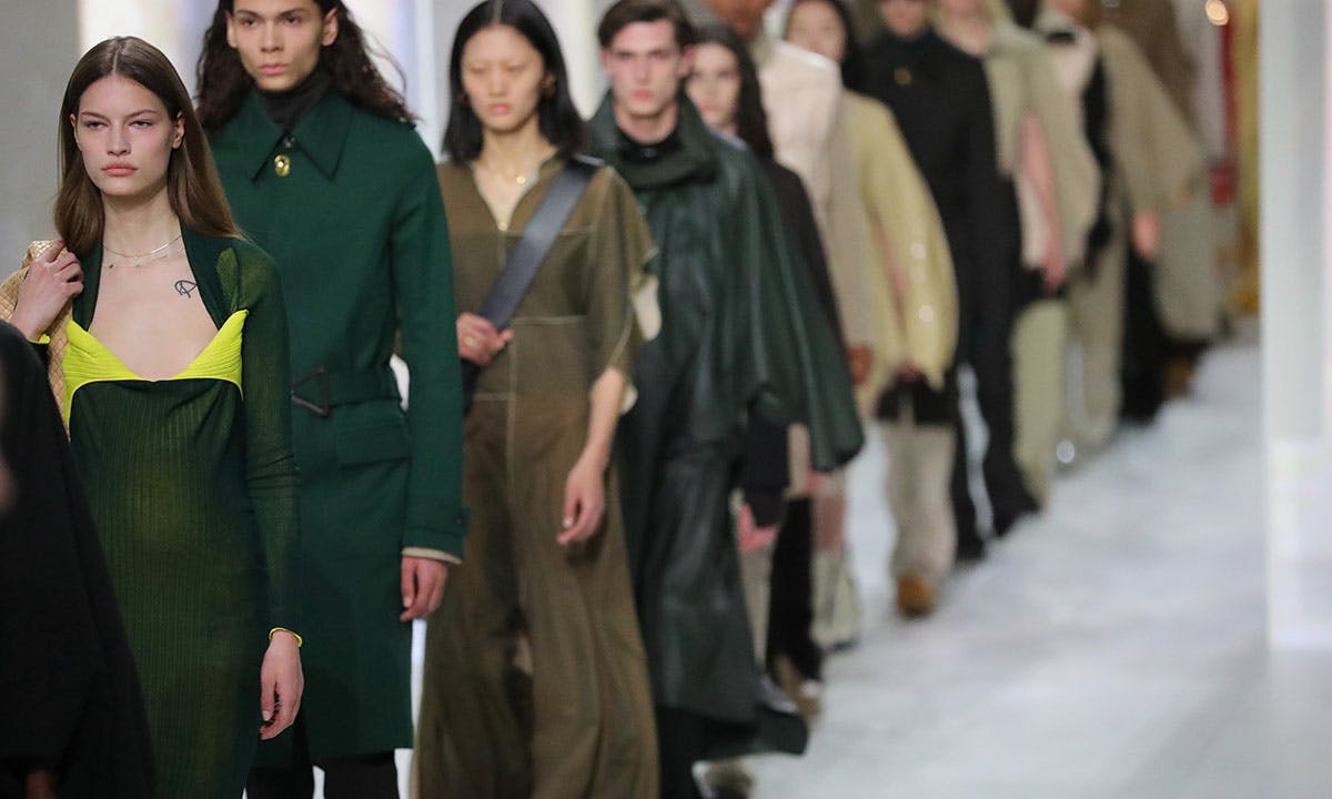 odels walk the runway during the Bottega Veneta fashion show