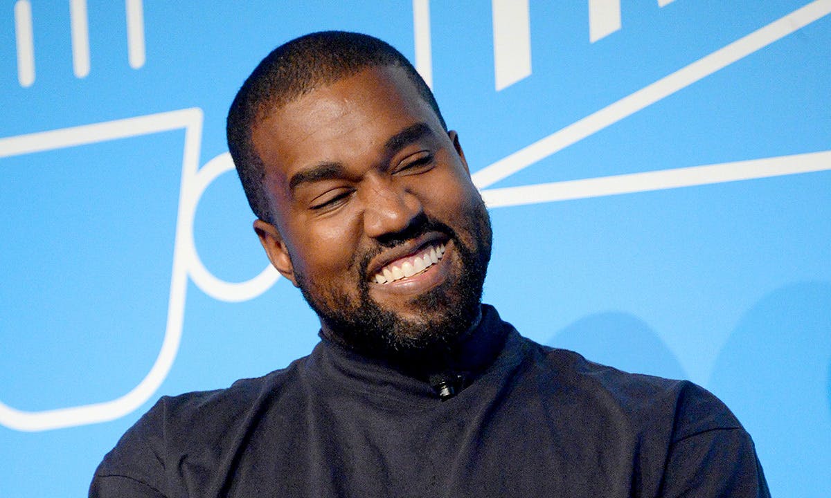 Kanye West speaks on stage at the "Kanye West and Steven Smith in Conversation with Mark Wilson"