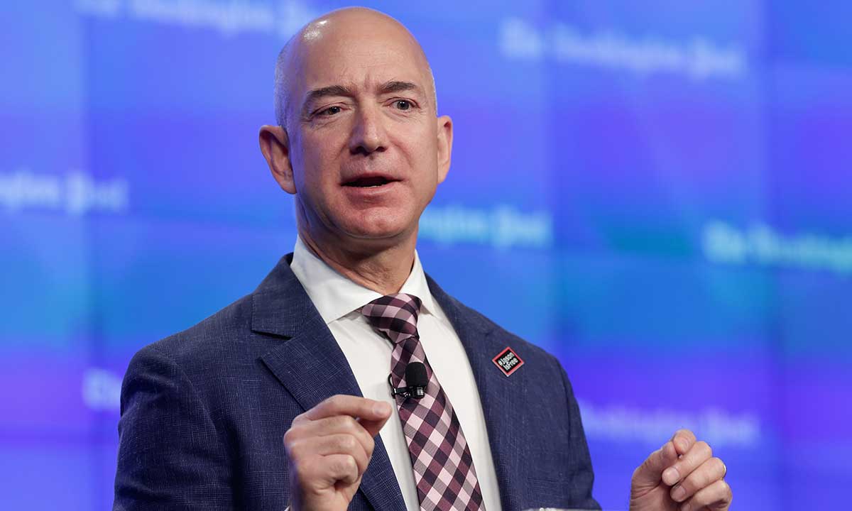 Jeff Bezos giving a speech in Washington DC