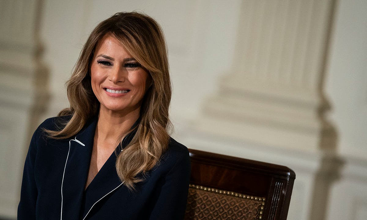 First lady Melania Trump attends a meeting of the President's Task Force