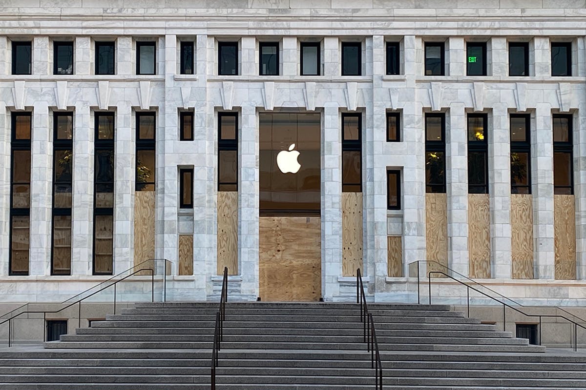 The windows of the Apple store in Washington DC