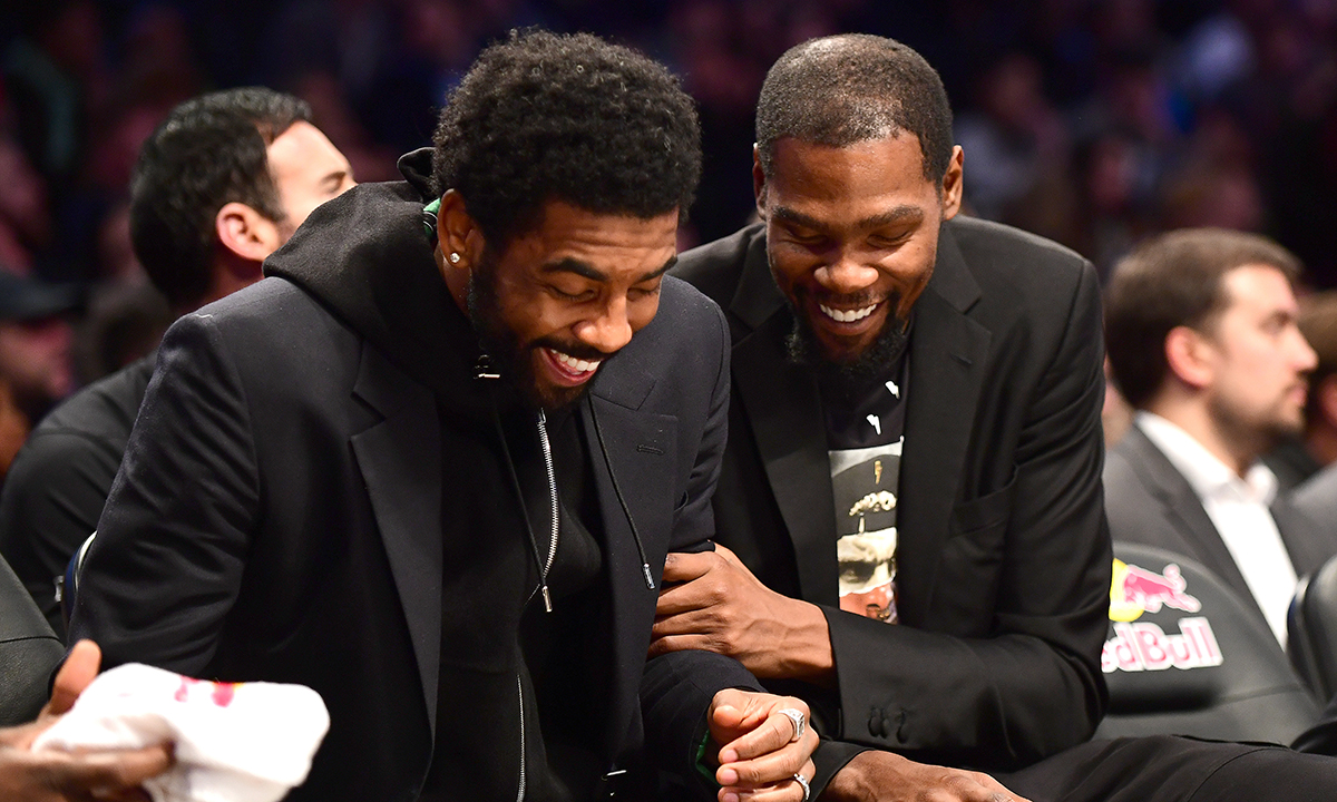 Kyrie Irving Kevin Durant laughing