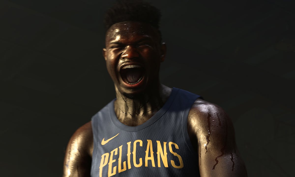 Zion Williamson celebrating in NBA 2k21