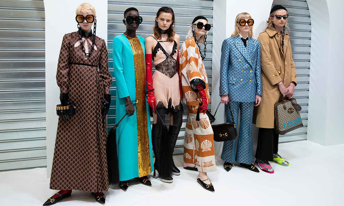 models line up for Gucci ss20 runway