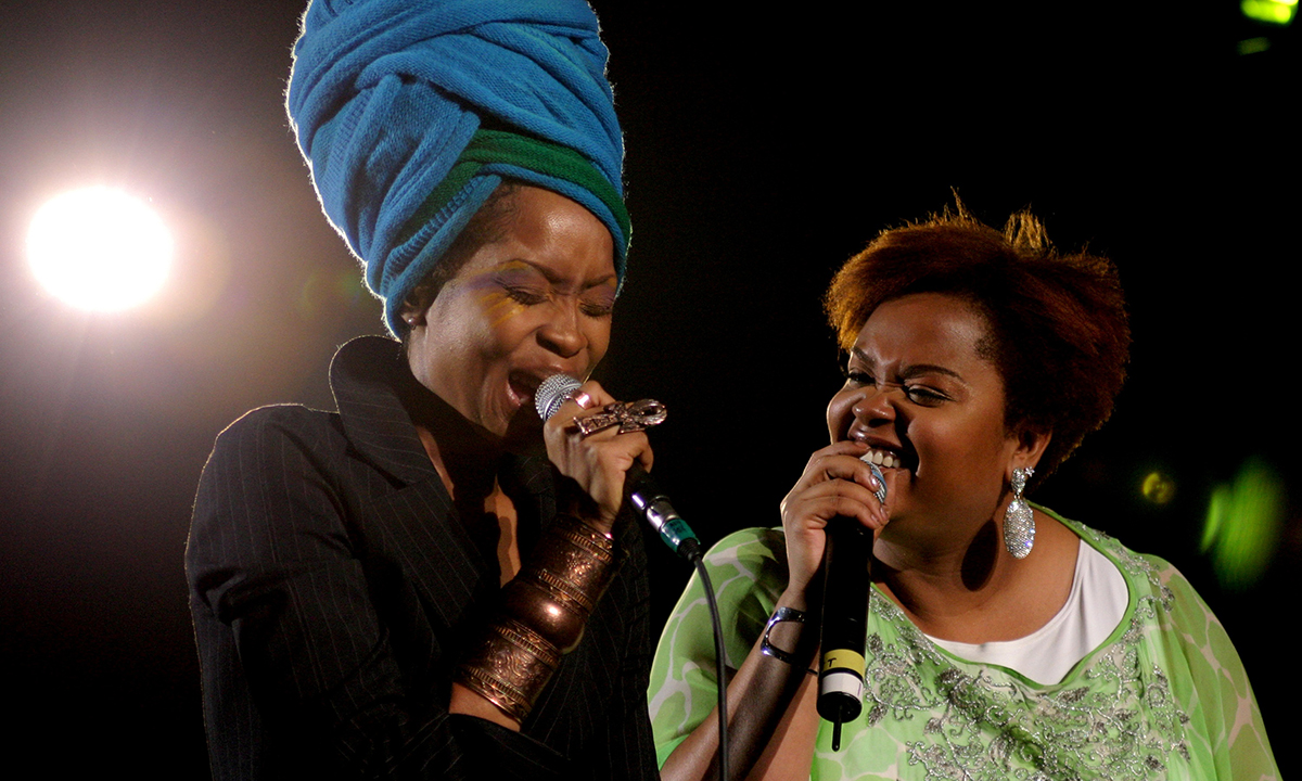 Erykah Badu and Jill Scott perform during the Sugar Water Festival