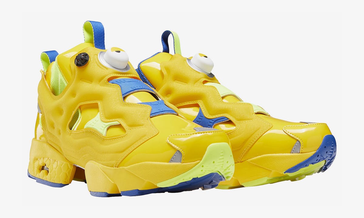 Yellow and blue Minion-themed Reebok Instapump Fury OG
