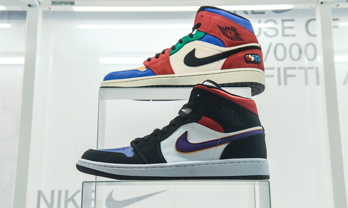 Nike sneakers are seen on display at the Nike flagship store on 5th Ave.