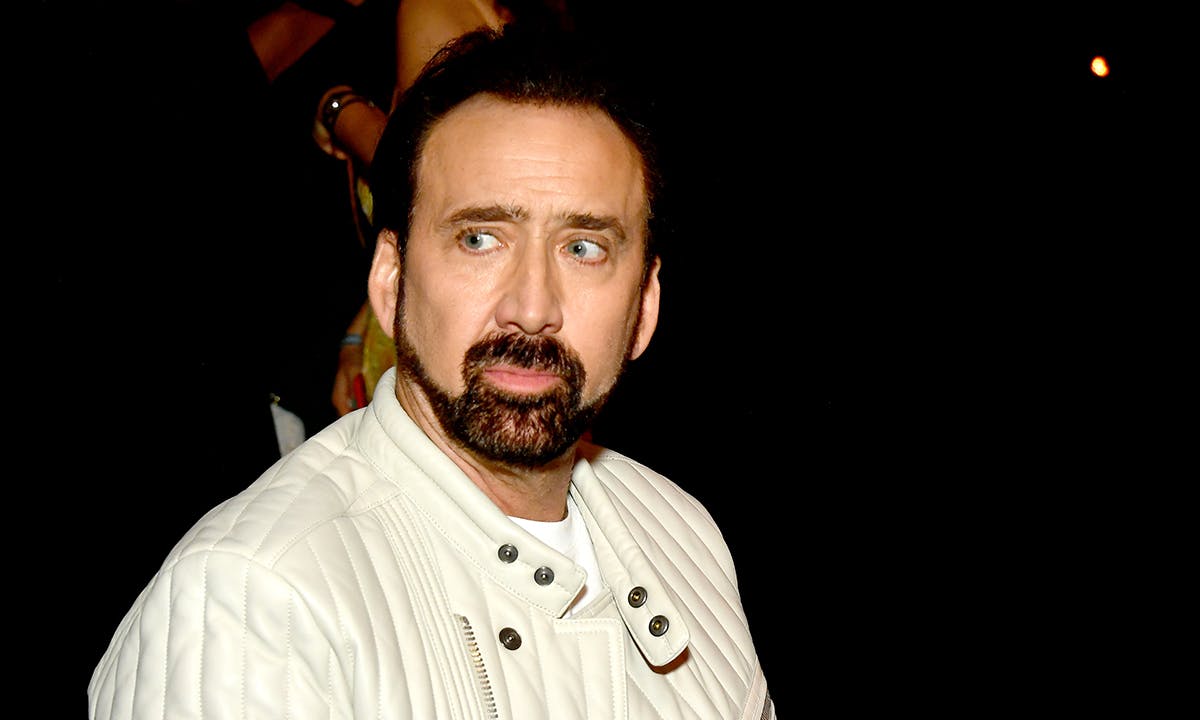 Nicolas Cage beard leather jacket