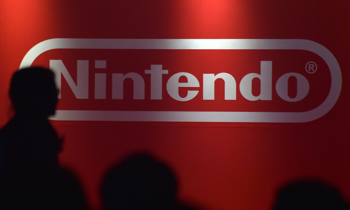 nintendo logo on a red background