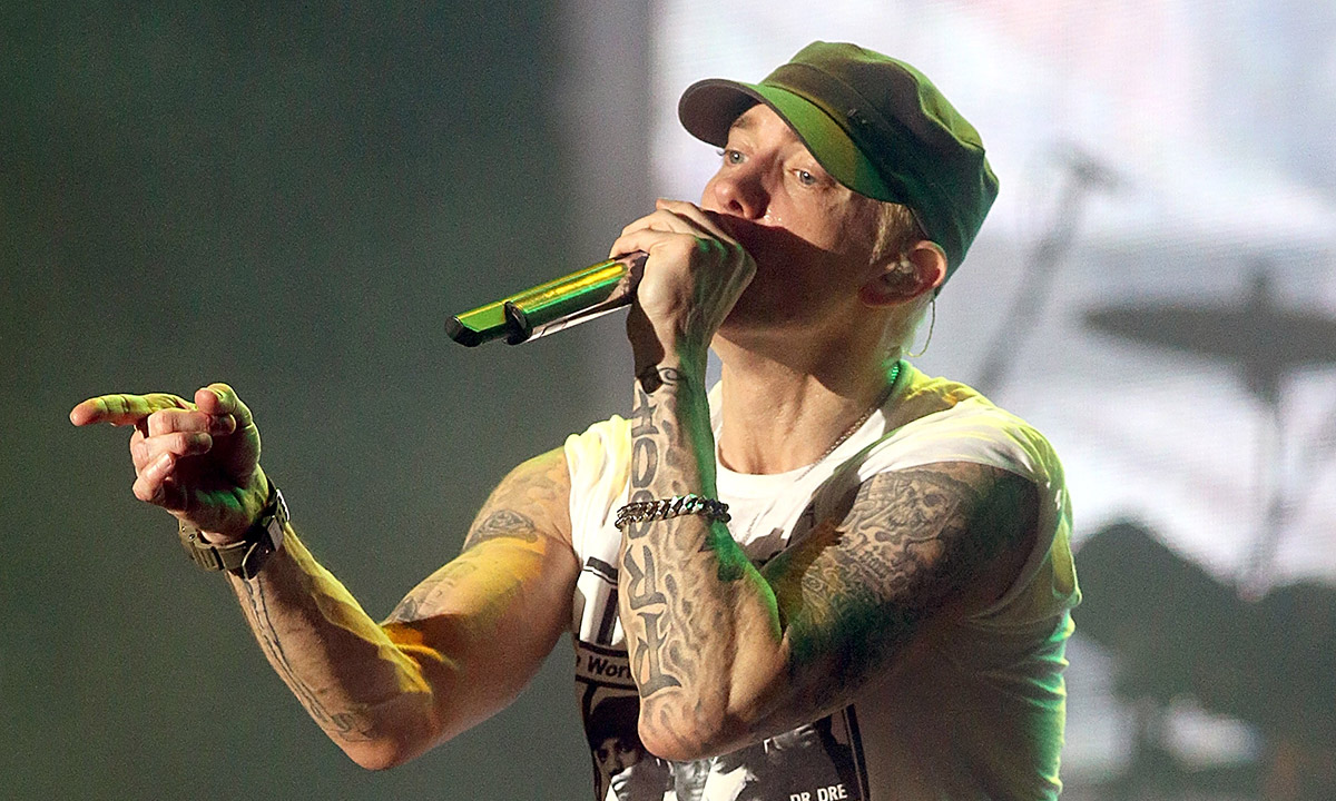Eminem rapping onstage