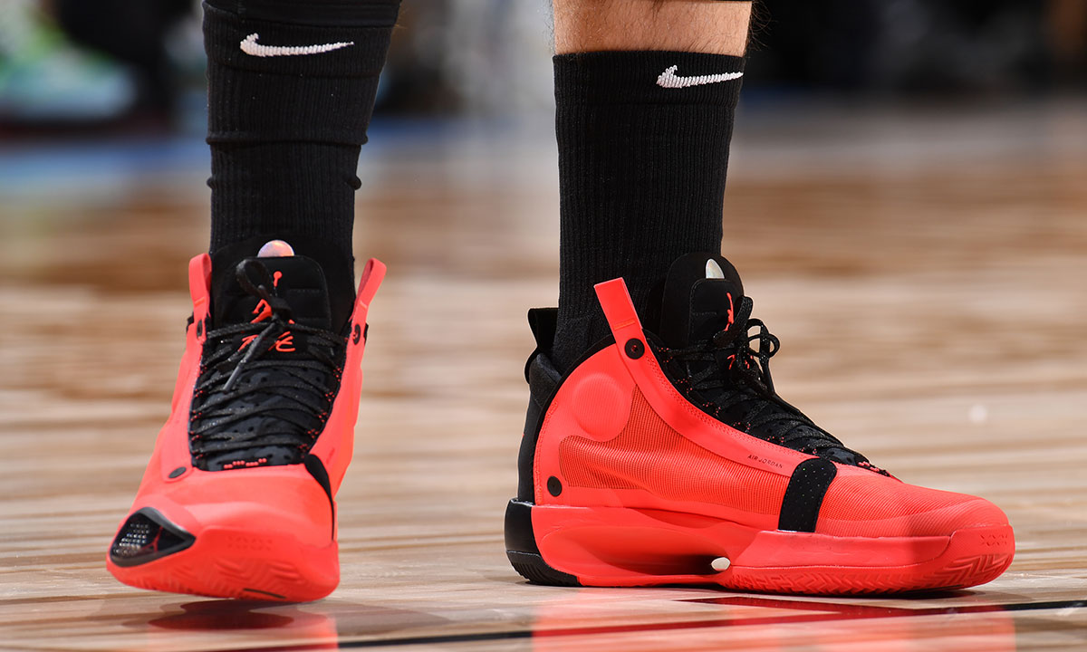 Luka Donic wears Nike Air Jordan 34 "Infrared 23"