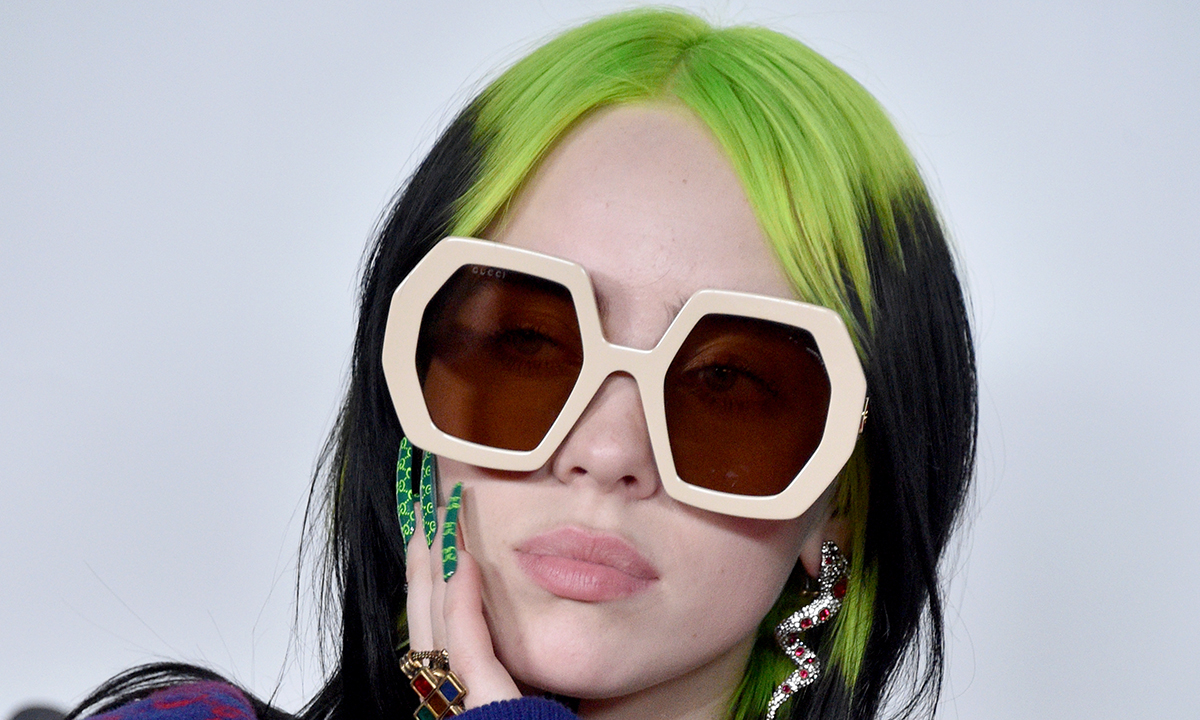 Billie Eilish green hair sunglasses