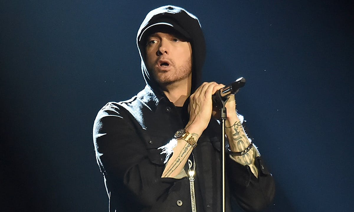 Eminem performs on stage during the MTV EMAs 2017