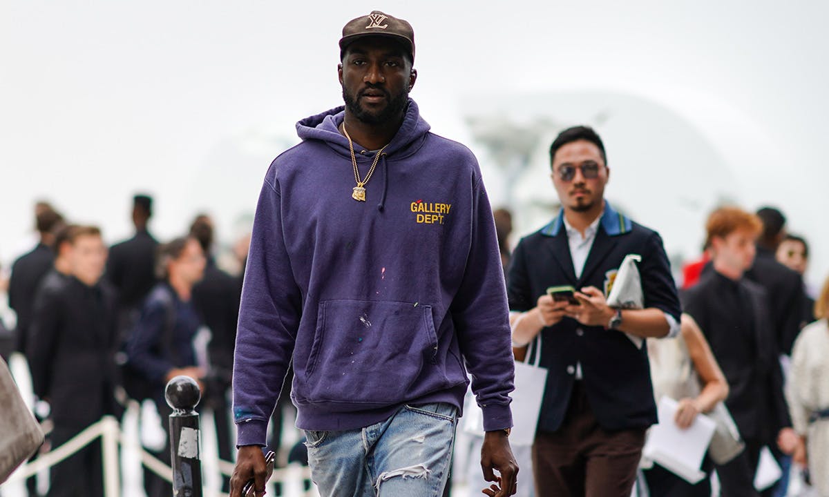 Virgil Abloh purple hoodie Louis Vuitton hat