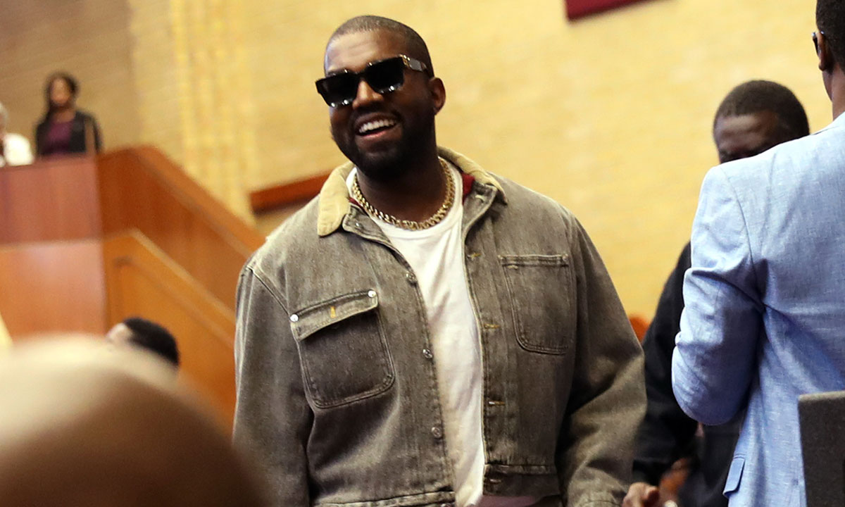 Kanye West smiling Sunday service