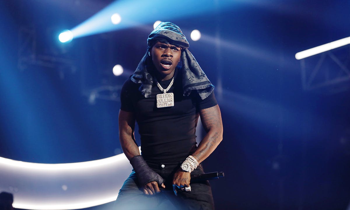 dababy performs in all-black outfit