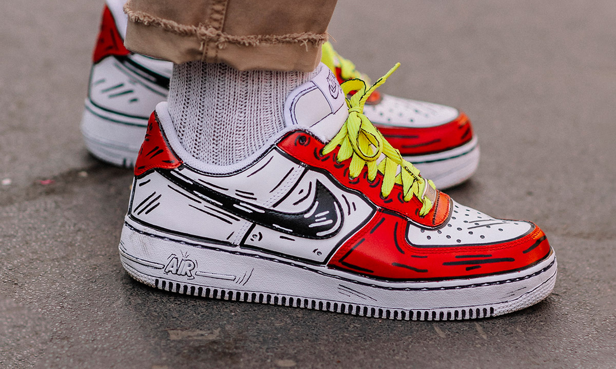 Custom Nike Air Force 1 red 2 Black Fade Unique and Handpainted Sneaker Art  -  Sweden