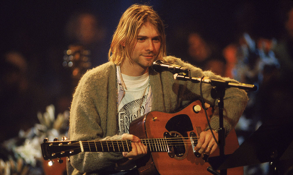 Kurt Cobain 'MTV Unplugged' olive cardigan, guitar