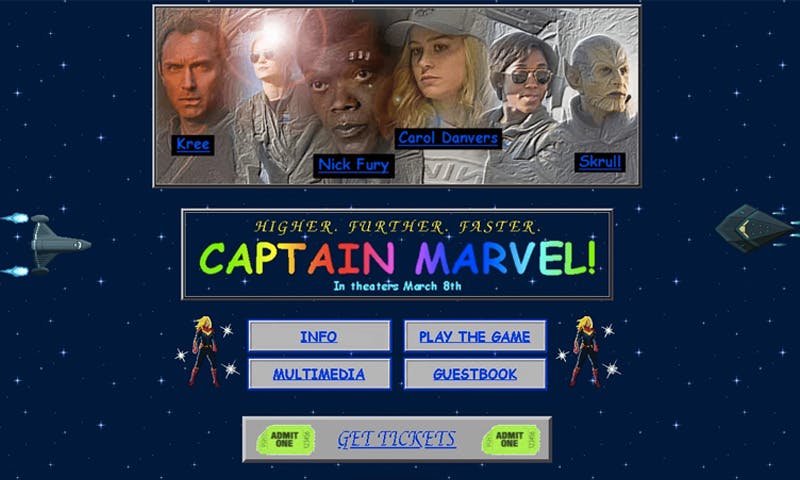 captain marvel 90s website