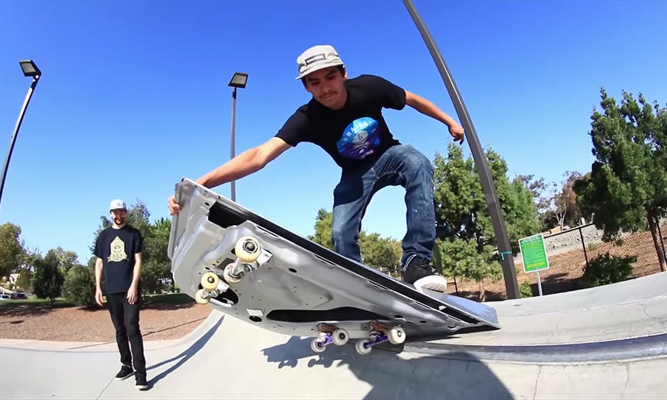 tesla model s door skateboard Braille Skateboarding