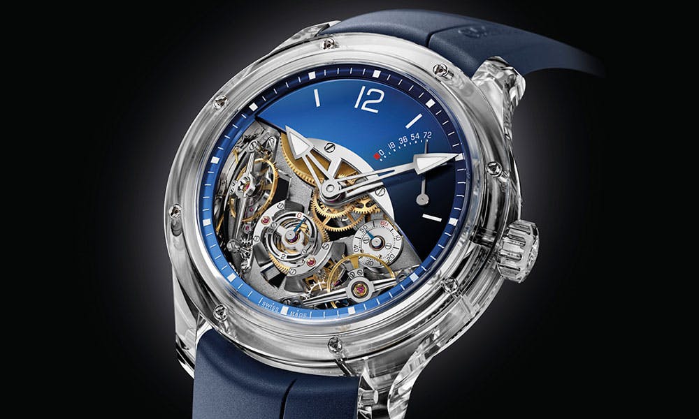 greubel forsey sapphire crystal timepiece