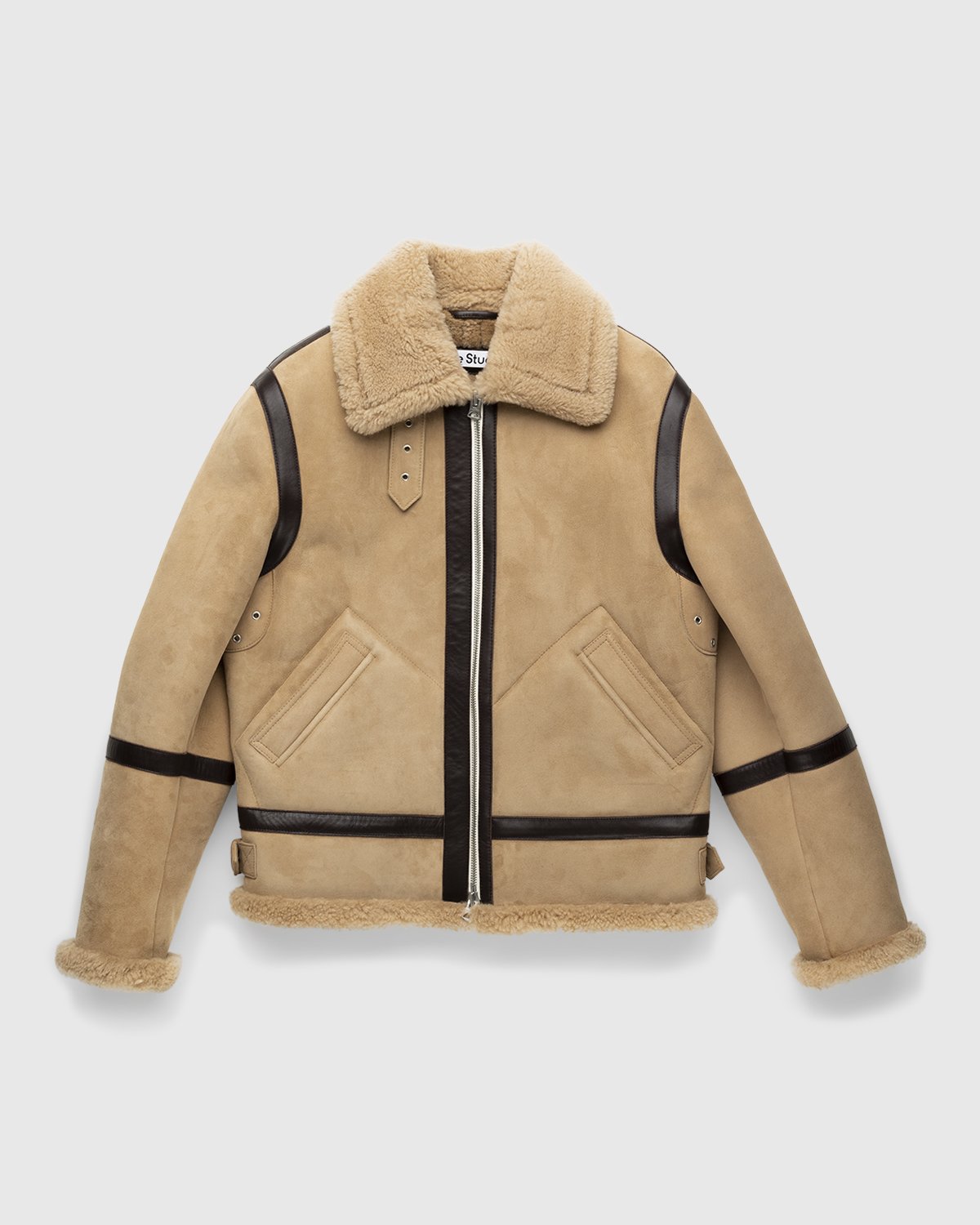 Acne Studios - Shearling Leather Jacket Almond Beige - Clothing - Beige - Image 1