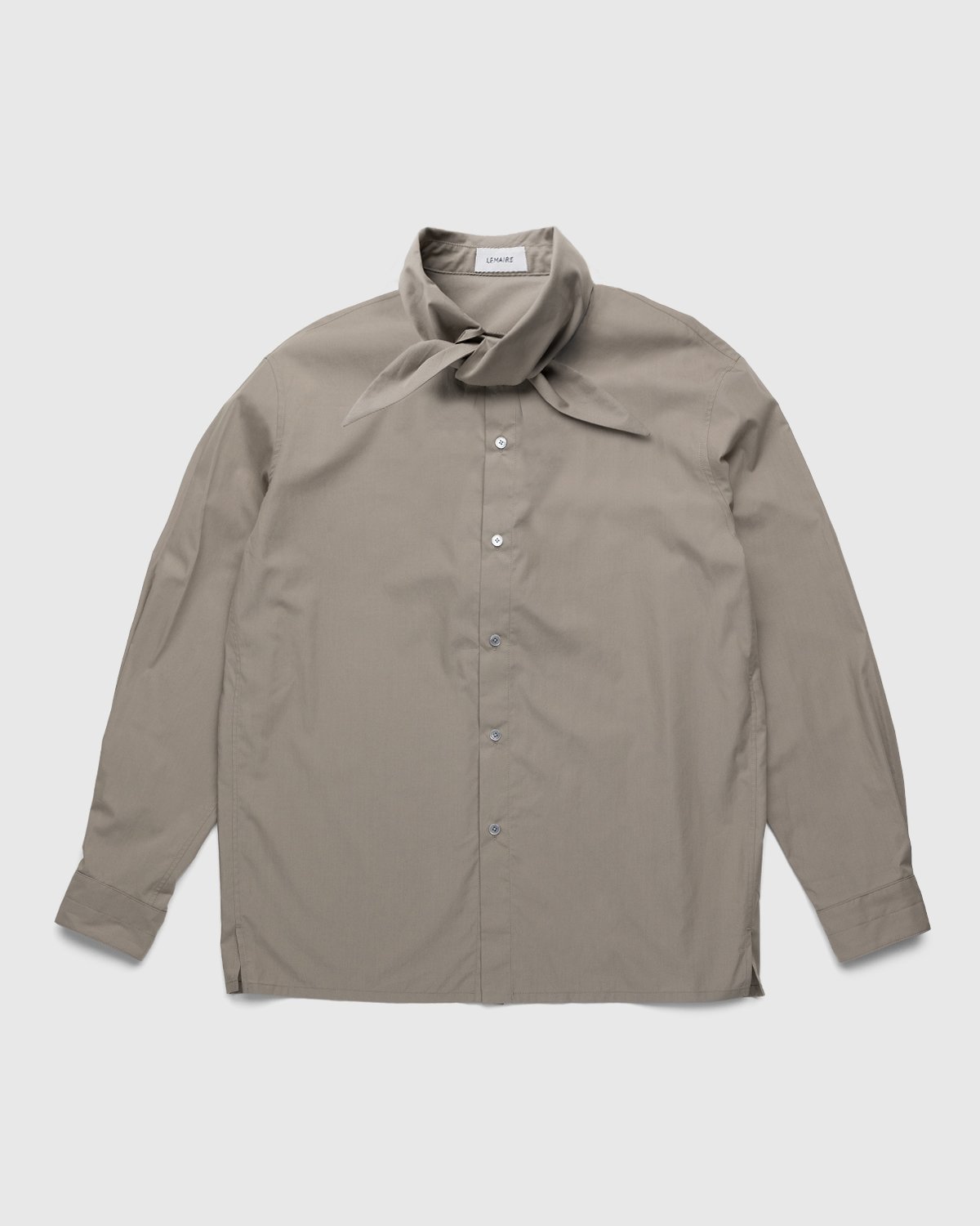 Lemaire - Tie Neck Shirt Greige - Clothing - Beige - Image 1