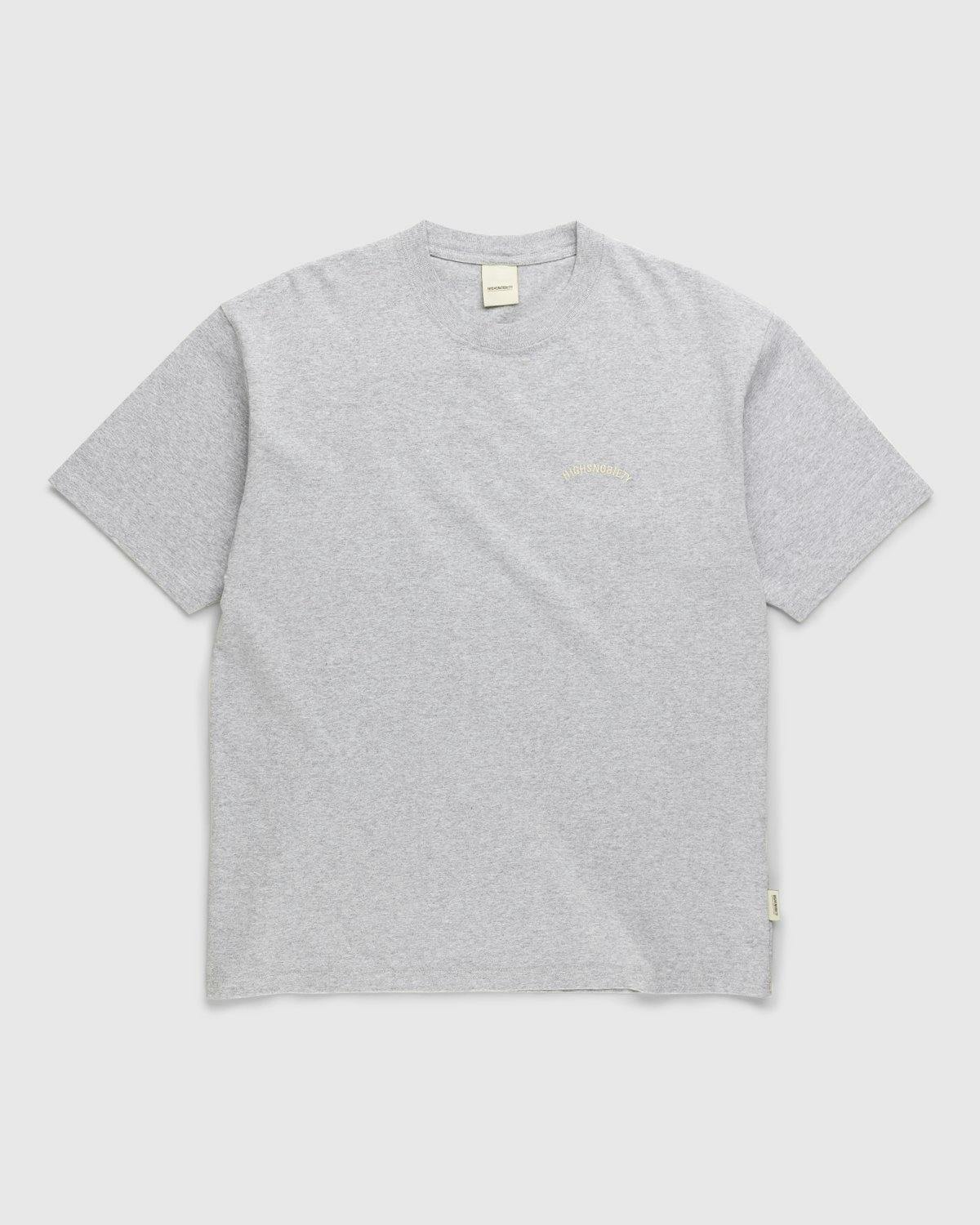 Highsnobiety - Heavy Logo Staples T-Shirt Heather Grey - Clothing - Grey - Image 1