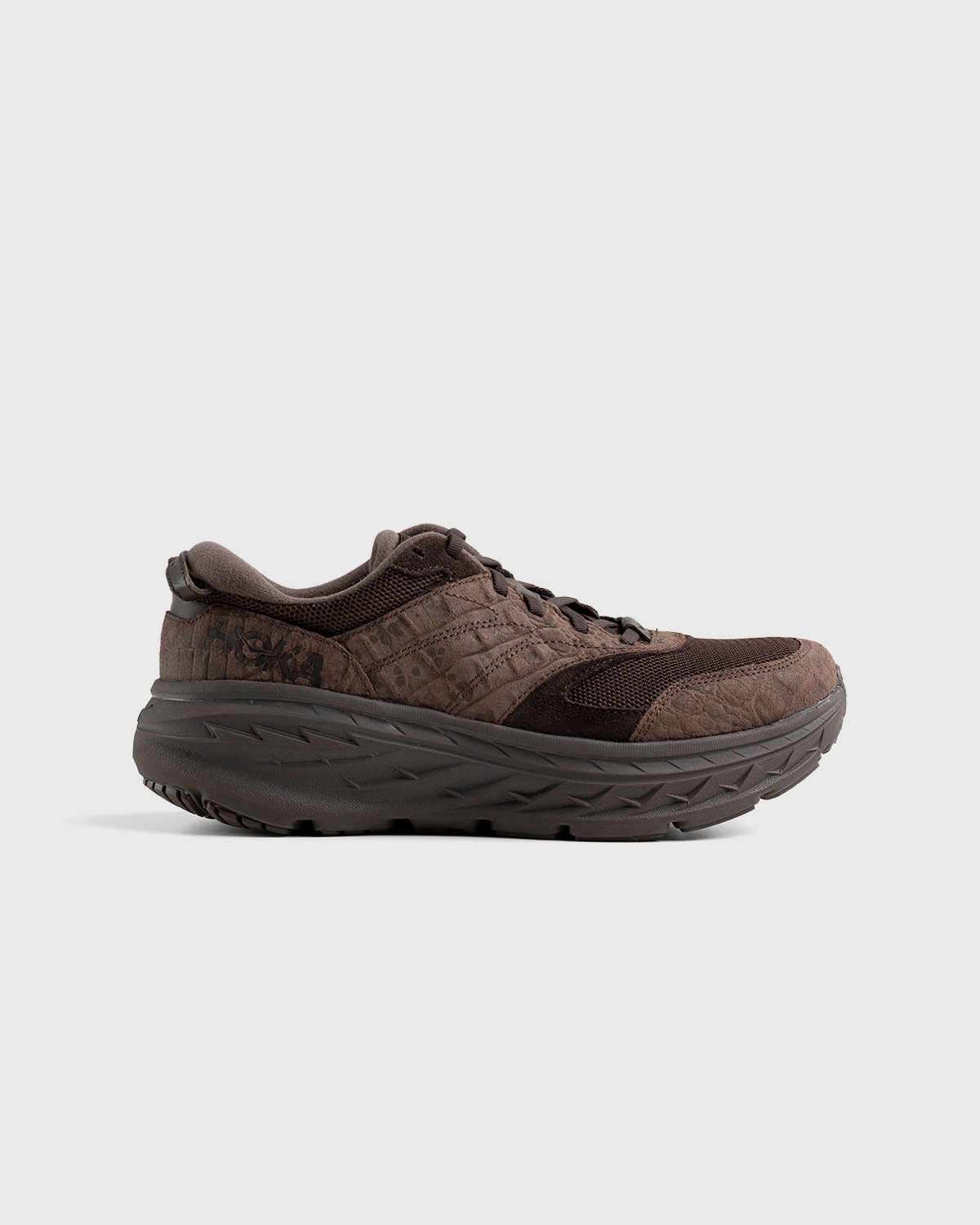 HOKA x Engineered Garments - Bondi L Brown Croc Leather - Footwear - Brown - Image 1