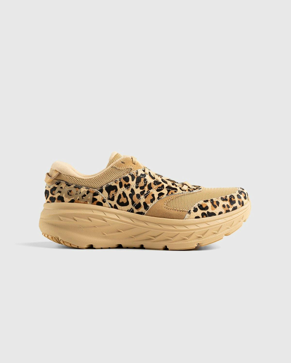 HOKA x Engineered Garments - Bondi L Sand Leopard Print - Footwear - Beige - Image 1