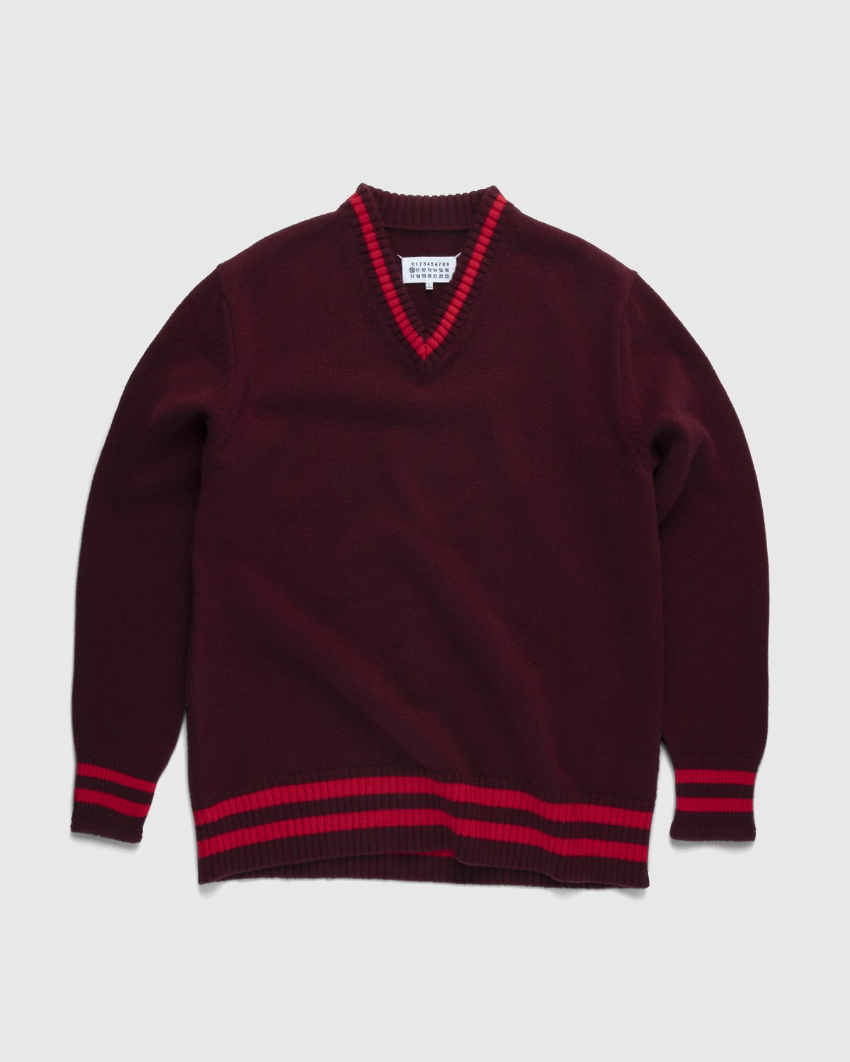 Maison Margiela - Oversized V Neck Knit Burgundy - Clothing - Red - Image 1
