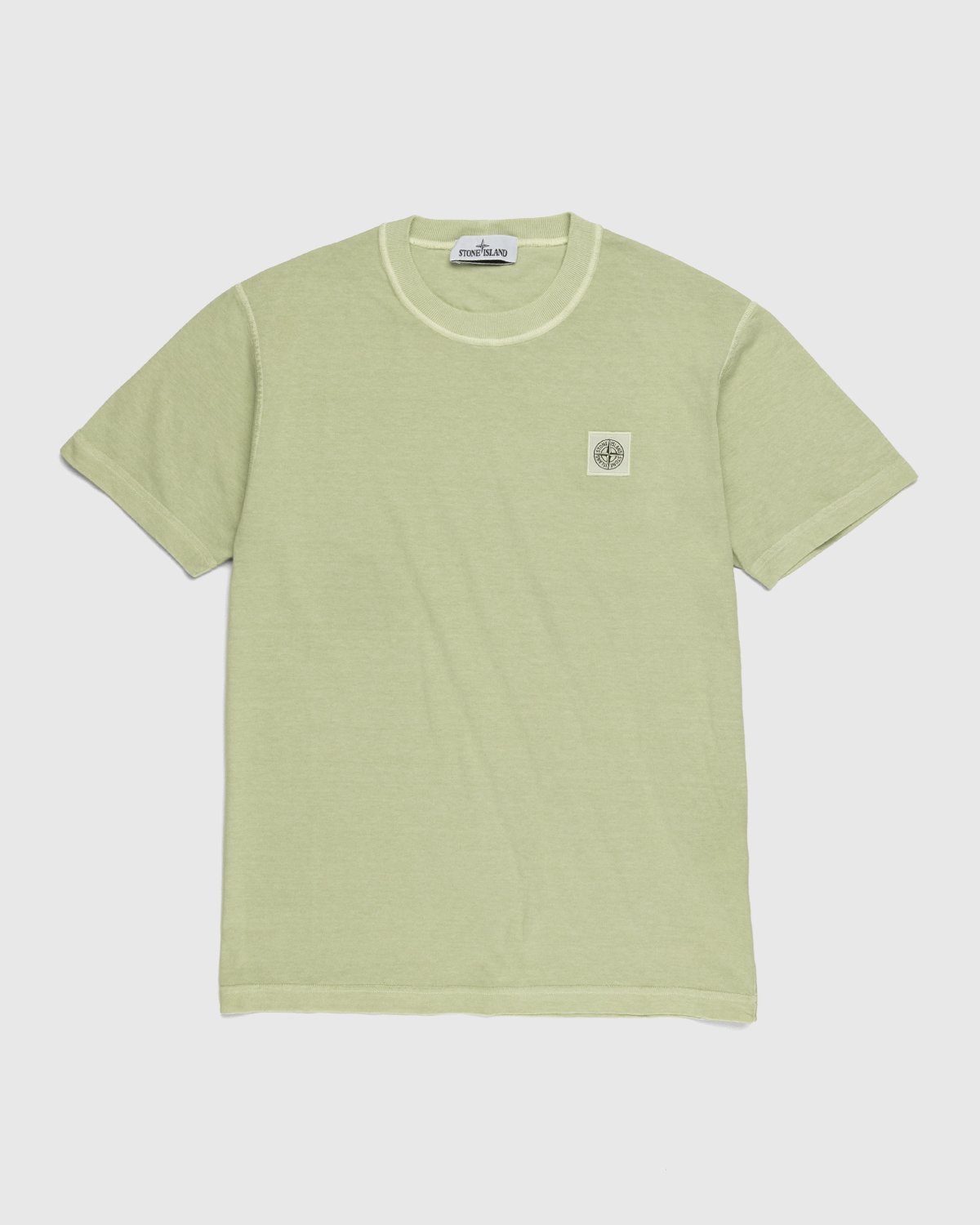 Stone Island - 23757 Garment-Dyed Fissato T-Shirt Light Green - Clothing - Green - Image 1