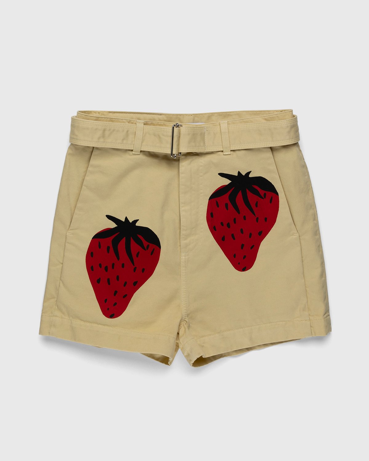 J.W. Anderson - Strawberry Chino Shorts Natural/Red - Clothing - Beige - Image 1