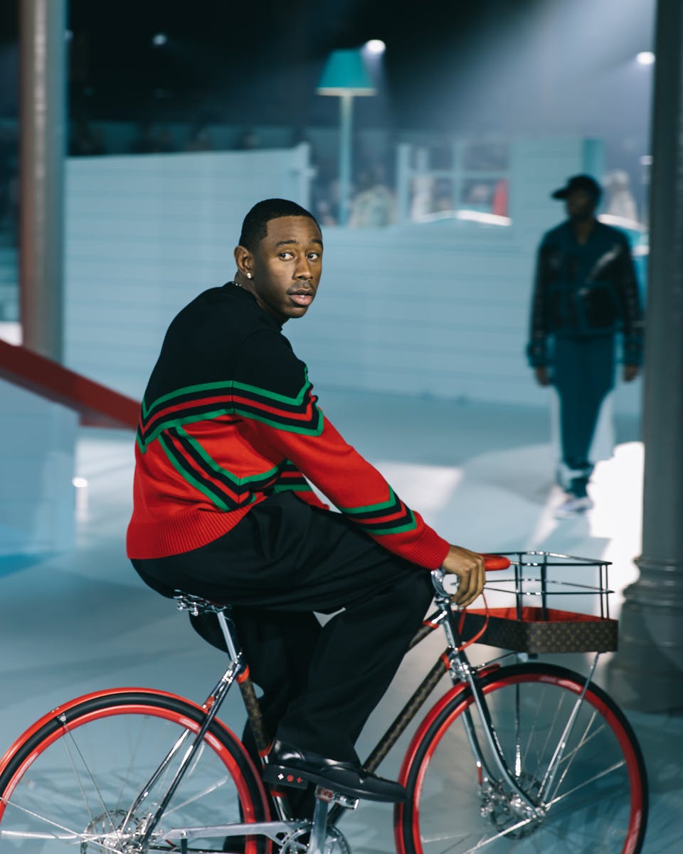 Tyler, The Creator Rides A Bike Through The LV Show