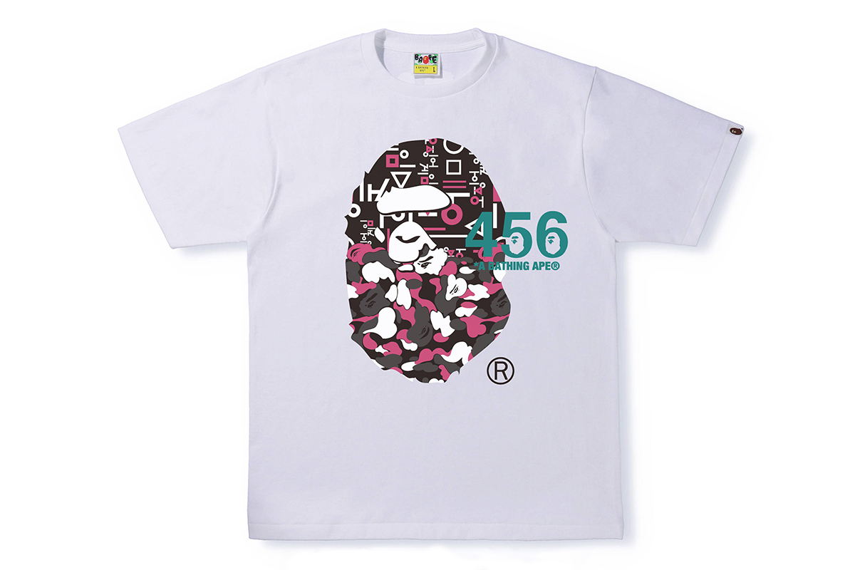 squid game bape collab collection release date info buy prisoner number netflix price info tee shirt ape