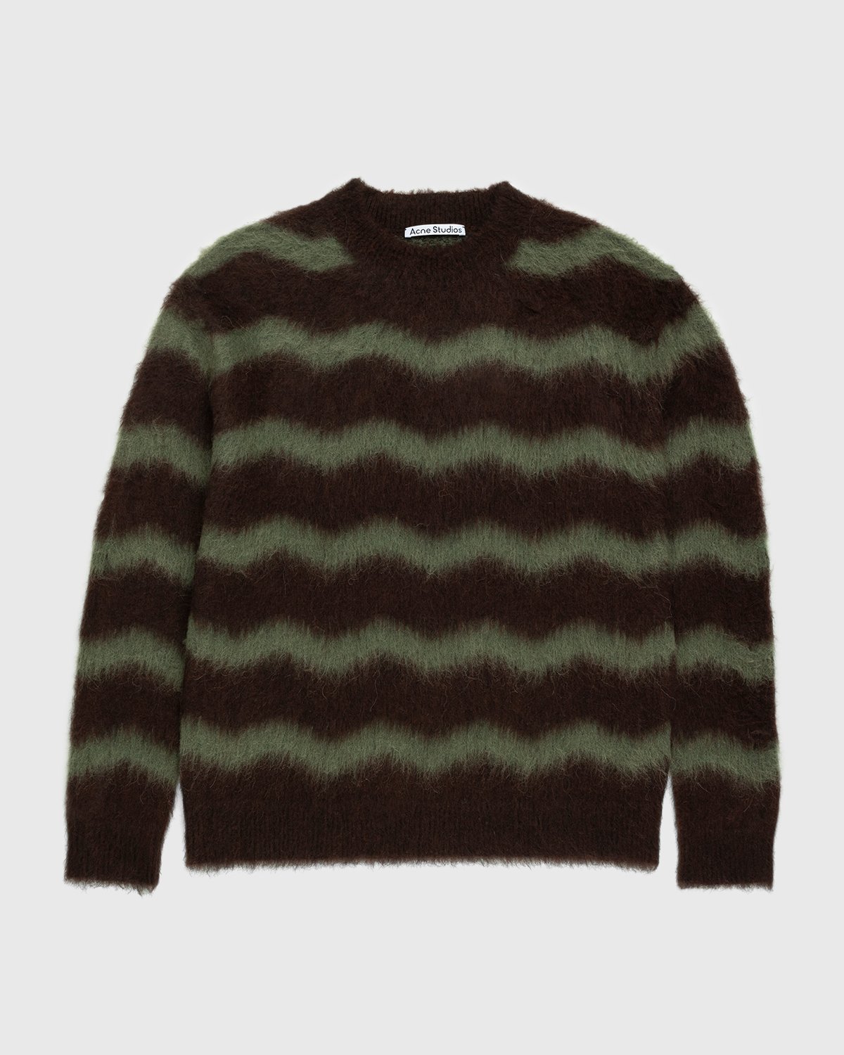 Acne Studios - Striped Fuzzy Sweater Brown/Military Green - Clothing - Brown - Image 1
