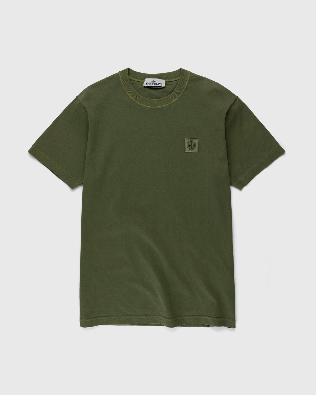 Stone Island - 23757 Garment-Dyed Fissato T-Shirt Olive Green - Clothing - Green - Image 1