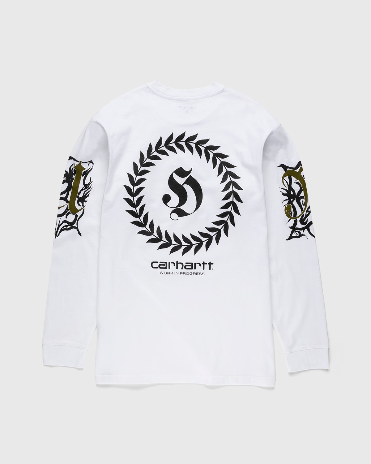 Carhartt WIP x Herrensauna - Logo Long Sleeve White Black Cypress - Clothing - White - Image 1