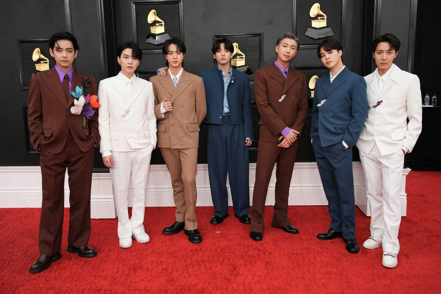 BTS Brought Spiffy Suiting to the 2022 Grammys