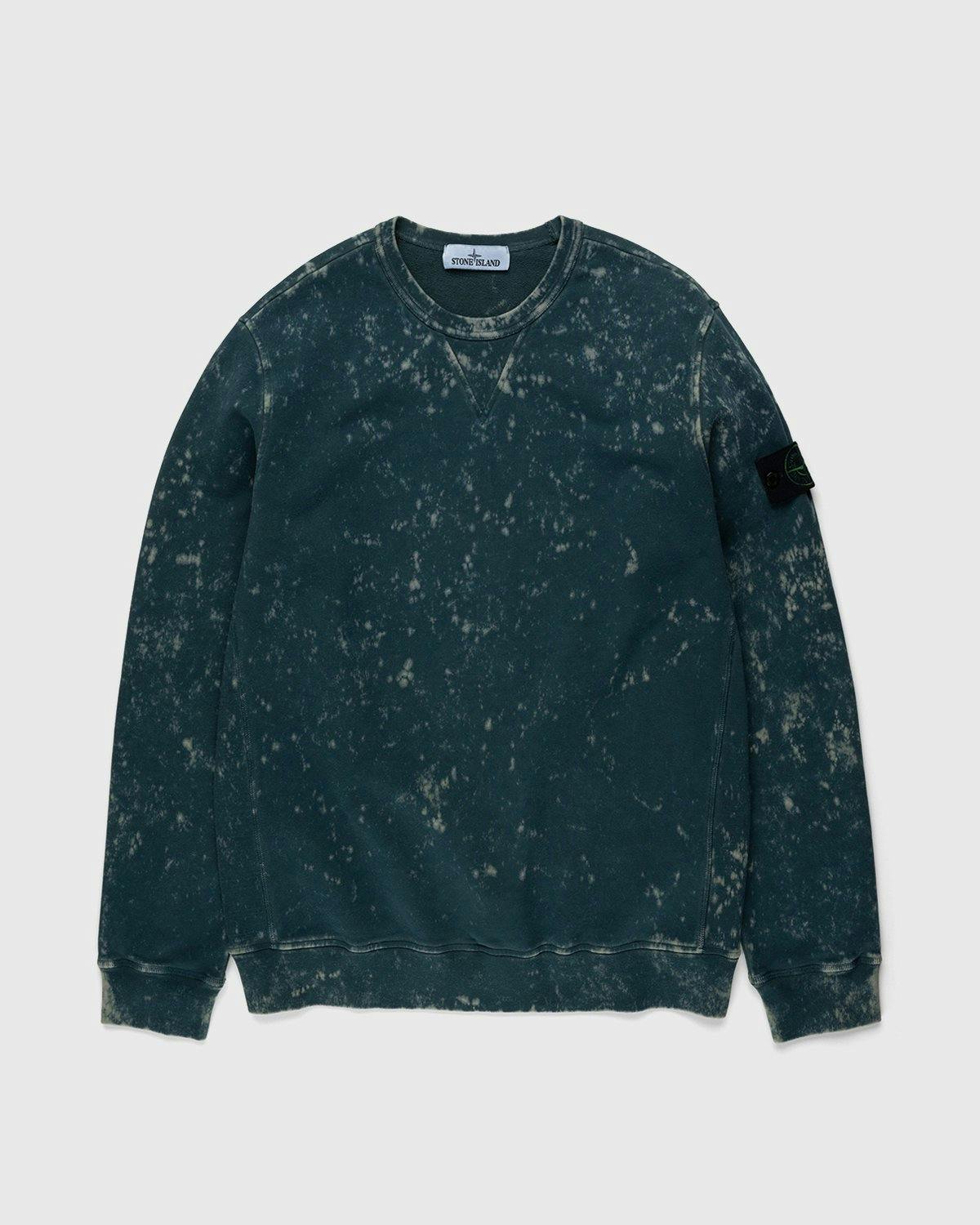 Stone Island - 61538 Garment-Dyed Cotton Fleece Crewneck Mid Blue - Clothing - Blue - Image 1