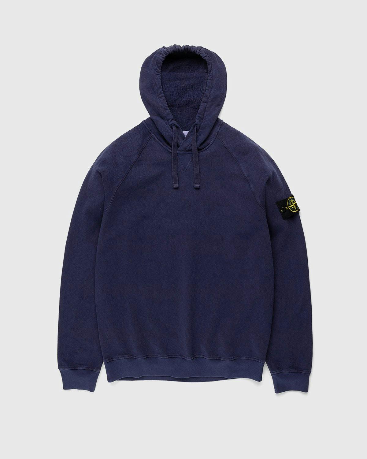 Stone Island - 62160 Garment-Dyed Malfile Fleece Hoodie Ink - Clothing - Blue - Image 1