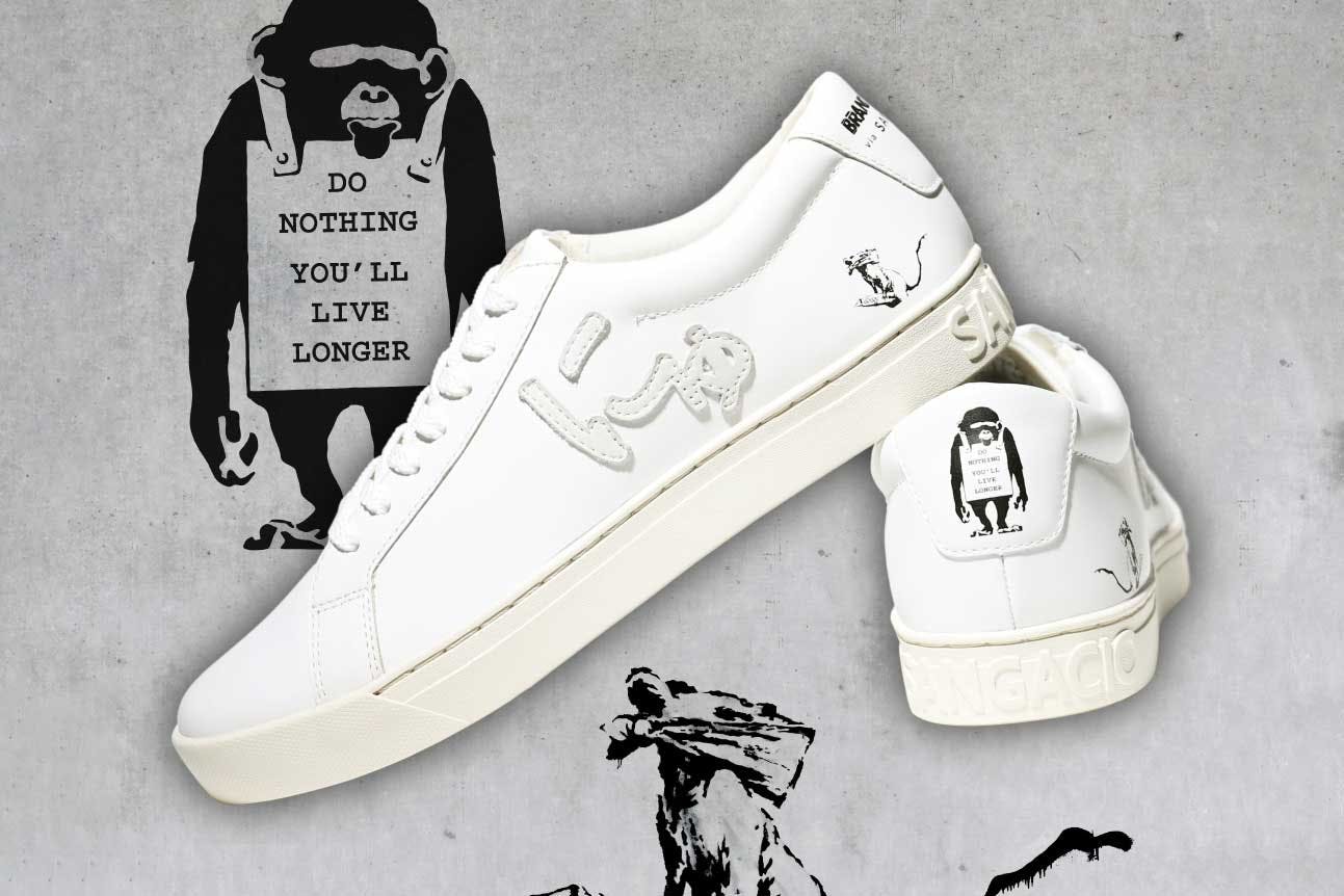 Fake Banksy Sneakers By Brandalised & via SANGACIO